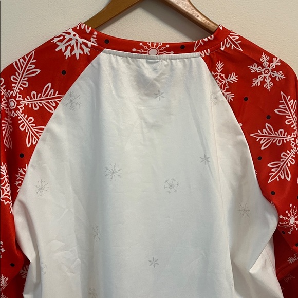 Exclusive Reindeer Holiday Novelty Print Shirt Top XXL Red White Raglan Pullover - Picture 10 of 16
